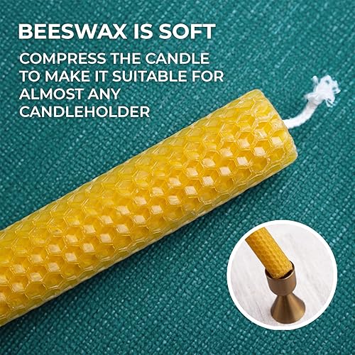 Miniatura 3 de CANDWAX Juego de 6 velas de cera de abeja enrolladas a mano de 8 pulgadas, velas de cera de abeja natural en forma de panal perfectas como velas de