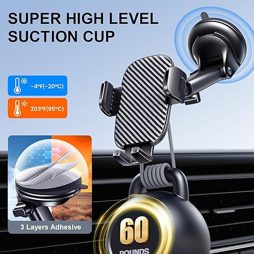 Miniatura 6 de Soporte de teléfono para iPhone potente succión Soporte de teléfono para salpicadero del automóvil, parabrisas, ventilación de aire, accesorios