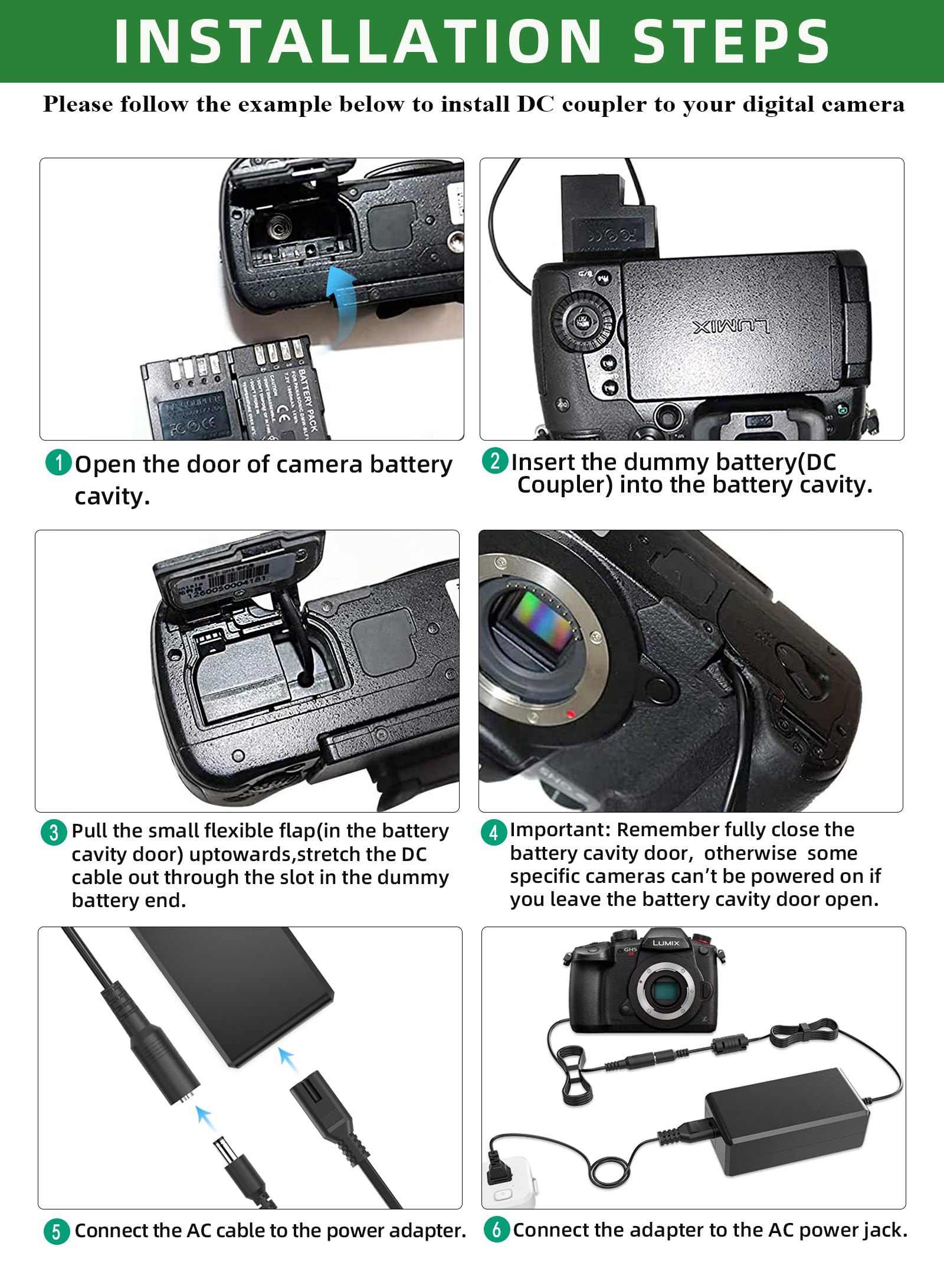 DMW-DCC12 DMW-AC8 Zasilacz sieciowy Adapter ładowarki DC do PANASONIC LUMIX DMC-GH3 DMC-GH4 DMC-GH3K DC-GH5 i Sigma SDQ SDQH