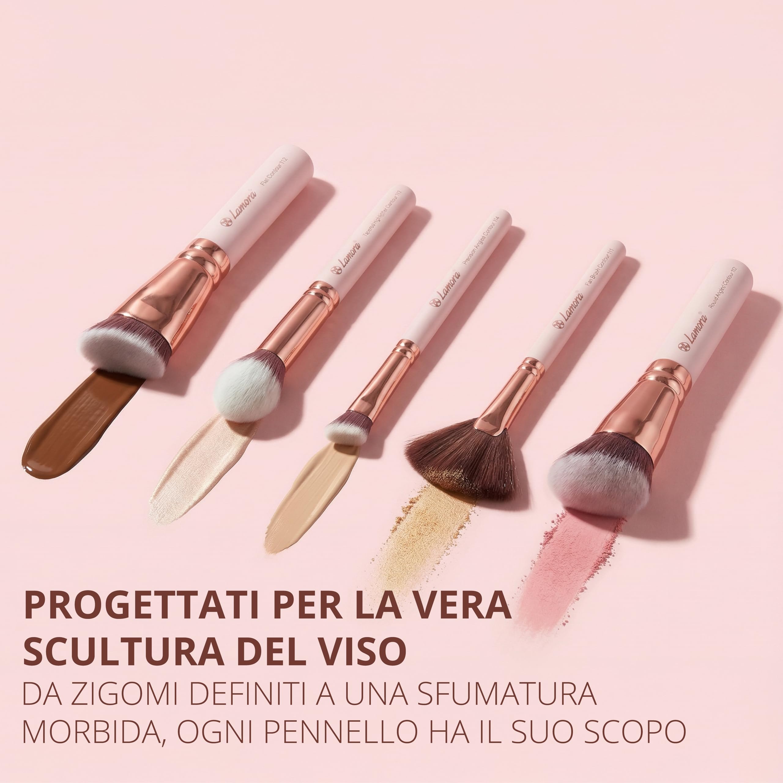 Pennelli Make Up Contouring Professionali Pennello Contouring Kabuki - Per Applicare Fondotinta, Arrossire, Contouring Creme et Polveri - Set Vegano et Non Testato Sugli Animali