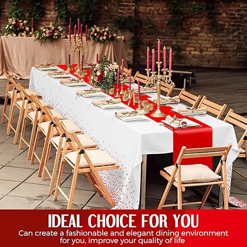 Miniatura 6 de Tudomro Mantel rectangular de plástico desechable de 16 piezas, de 54 x 108 pulgadas, con camino de mesa de satén de 12 x 108 pulgadas, para