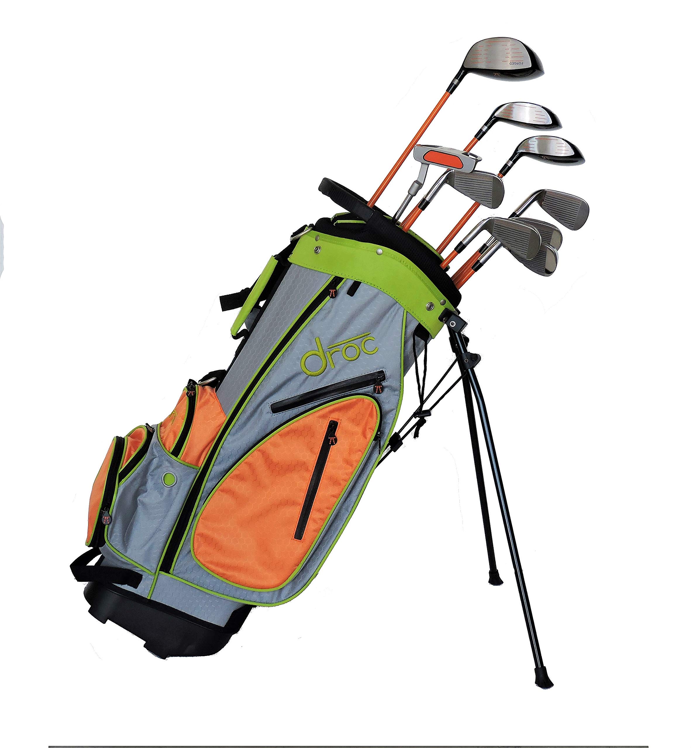 Droc - Dimond Series - Juego de palos de golf de 9 piezas y bolsa de golf para niños de 9 a 12 años para diestros