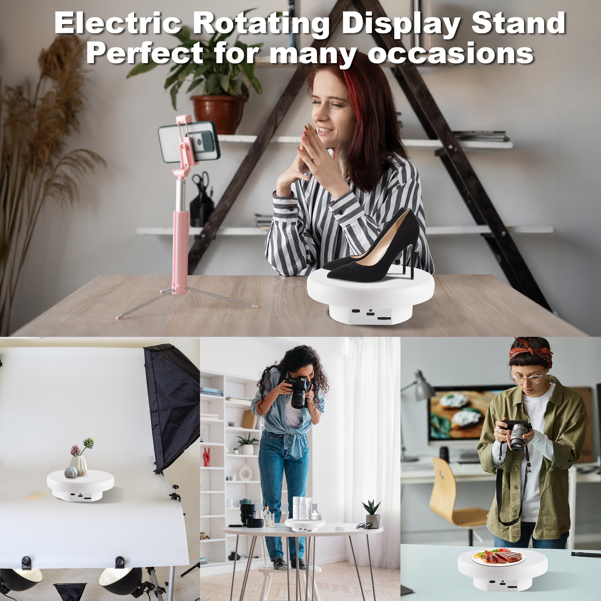 GOHASPW Rotating Display Stand Turntable Stand 6.3'' Spinning Stand for Product Shows Black