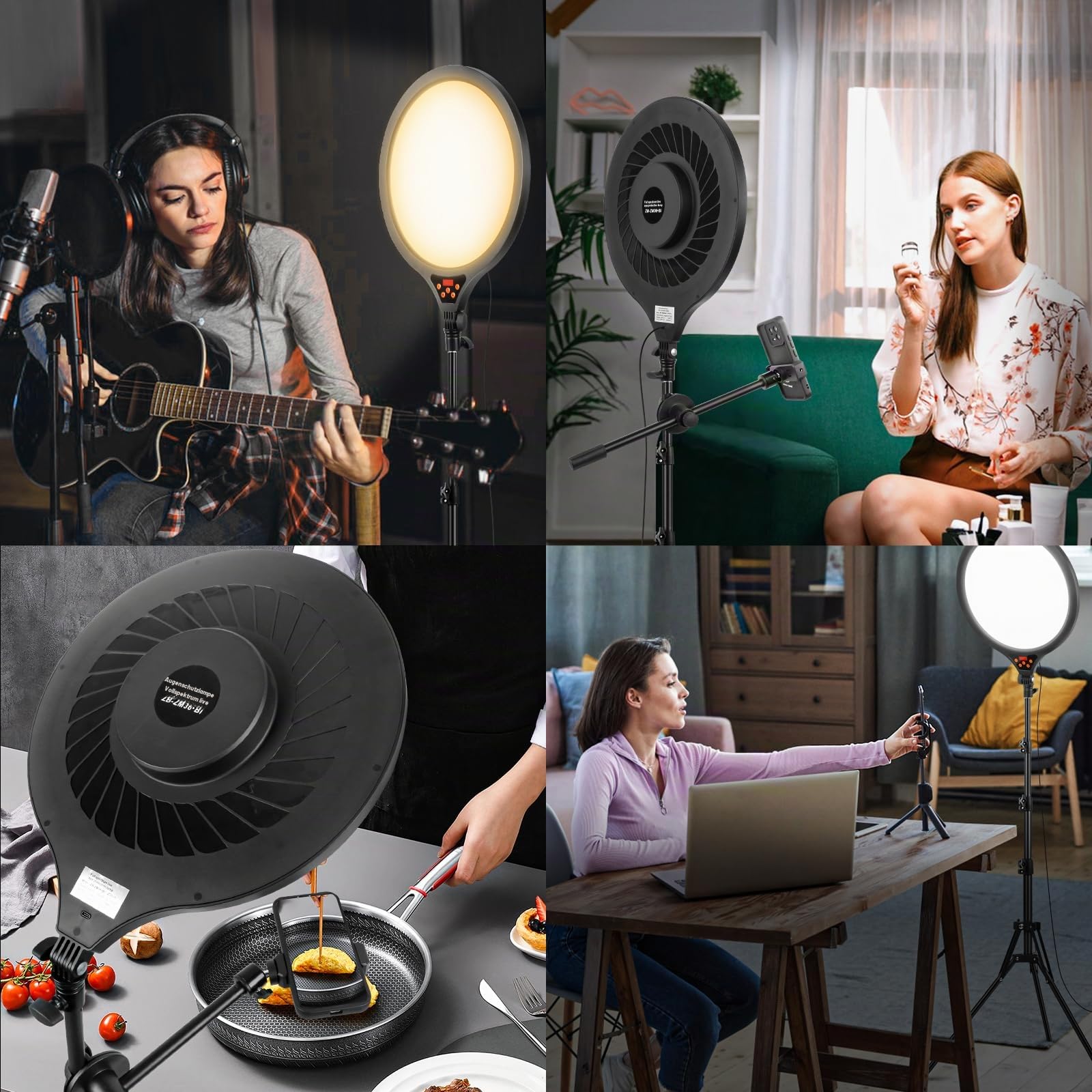 Handy Stativ mit Ringlicht 35CM, LED Videolicht Ringlicht mit Stativ für Smartphone Dimmbare 2700-6500K Digitales Anzeigefeld Fernbedienung Tragetasche für Food-Creator, Live Stream, TikTok