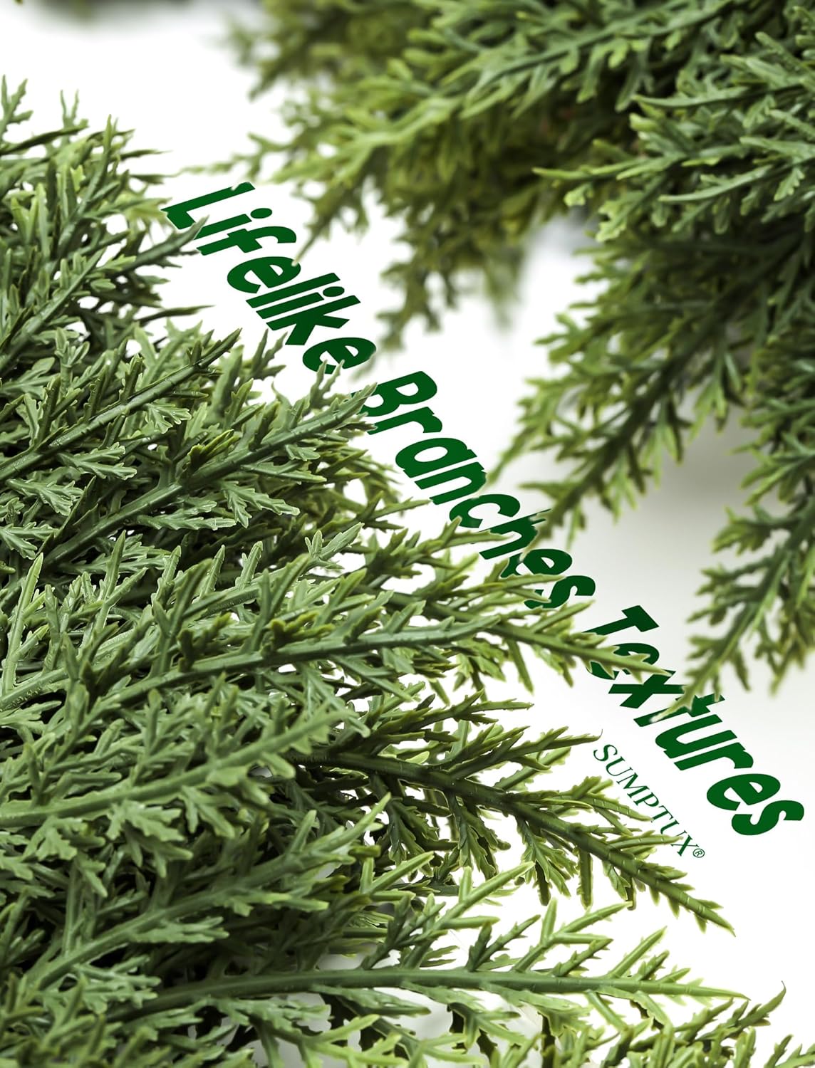6Ft Real Touch Christmas Cedar Garland, Realistic Full Cedar Garland, Green Artificial Pine Needles Garlands for Mantel, Fireplace, Stairs Railing, Tables, Christmas Decorations