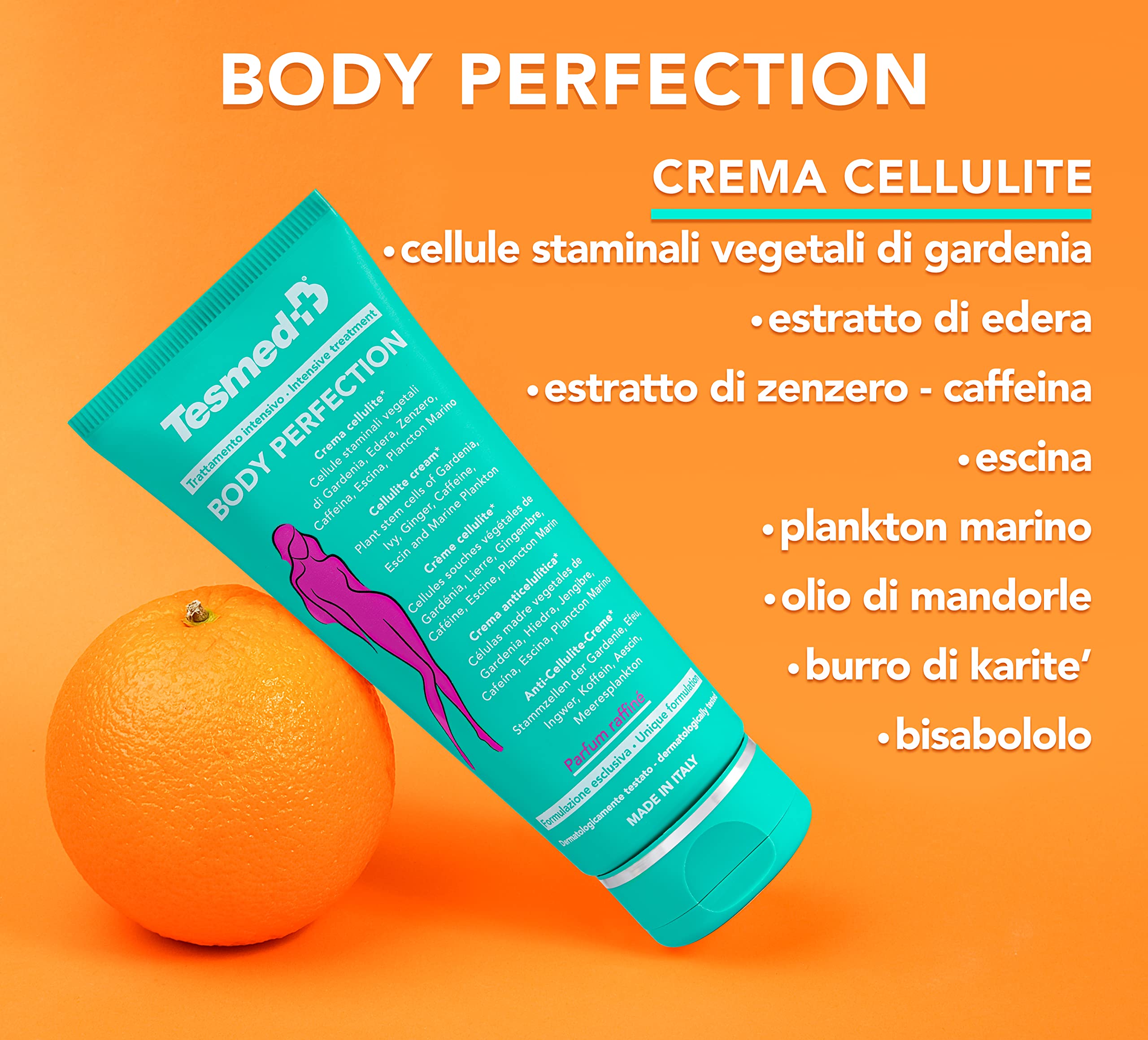 Kit Anticellulite TESMED CELLULITE SMOOTH e CREMA BODY PERFECTION, Massaggiatore Anticellulite con Rulli Brevettati, crema corpo anticellulite rassodante. Per pelle a buccia d'arancia e gambe pesanti