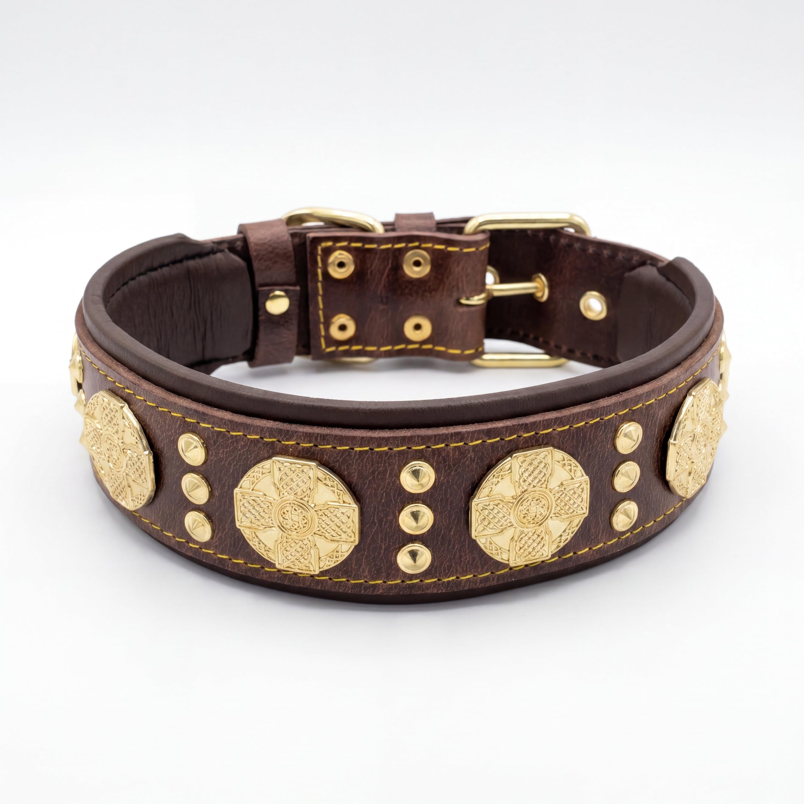 Collier de chien cuir véritable 6,3 cm Bestia Maximus contre les tractions des grands chiens