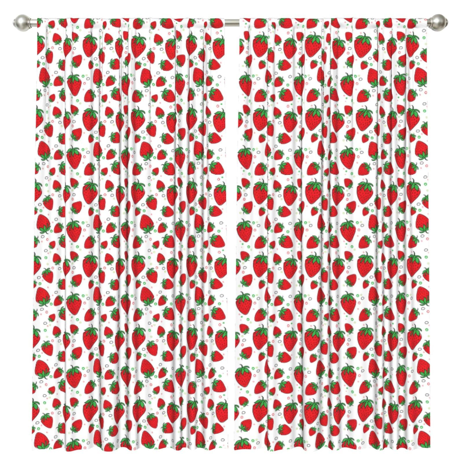 InOmak Strawberry, 2 Panels Window Curtains 52 x 84 Inch Blackout Curtains for Living Room Bedroom