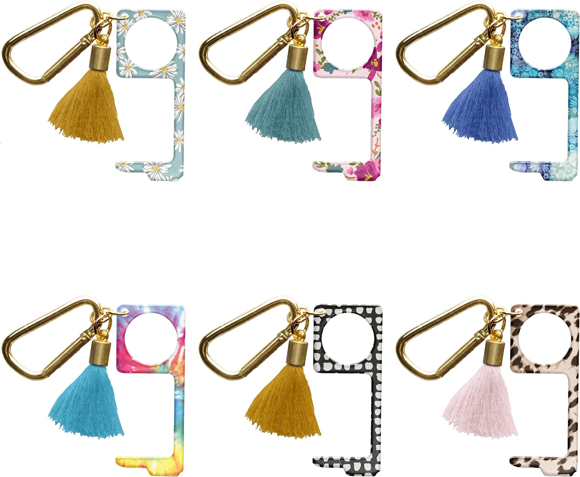 Karma Gifts No Touch Door Opener Safetouch Keychain, Touchless Key for Contactless Entry, Zero Contact Safe Key Chain Attachment, Multi Color Pack (6-pack), One Size