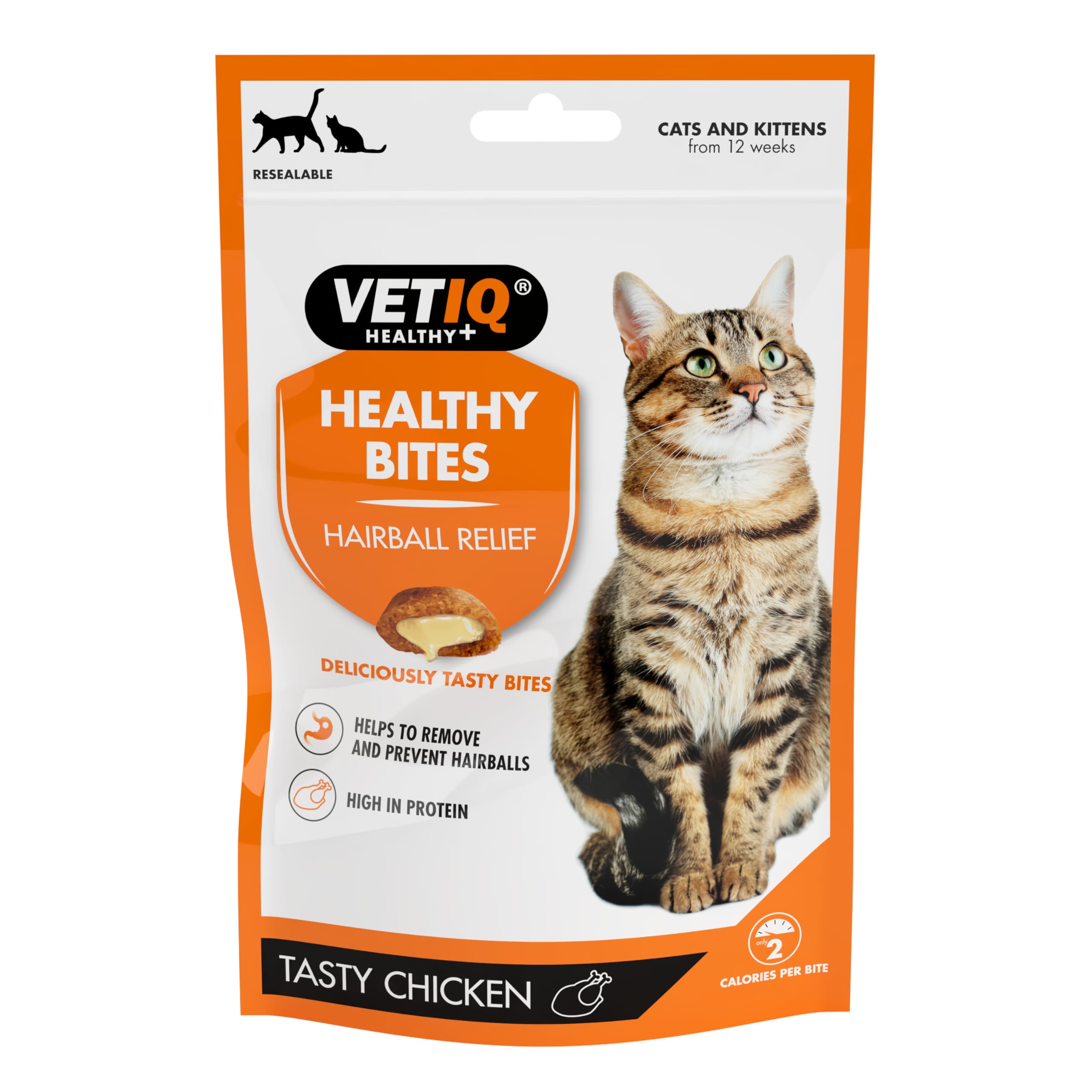 VETIQ Healthy Bites Hairball Relief Treats For Cats & Kittens 12+ Weeks, Tasty Supplements to Help Prevent & Remove Hairballs, 65 g (Pack of 8)