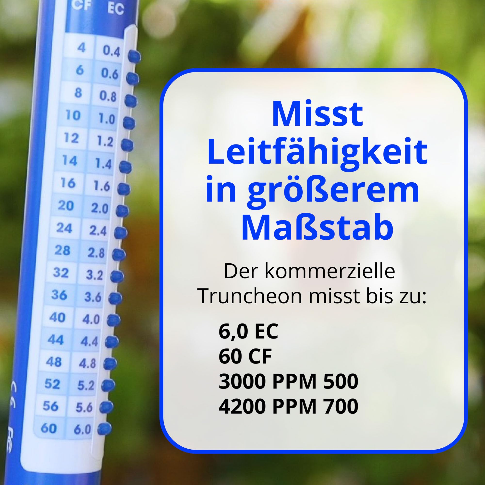 Bluelab TRUNCOMV2 Truncheon-Messgerät – Kommerzielles Nährstoffmessgerät, erweiterter Bereich, misst TDS, EC, ppm 500/700, CF in Wasser, digitales Werkzeug – Für Hydroponik & Pflanzenzucht