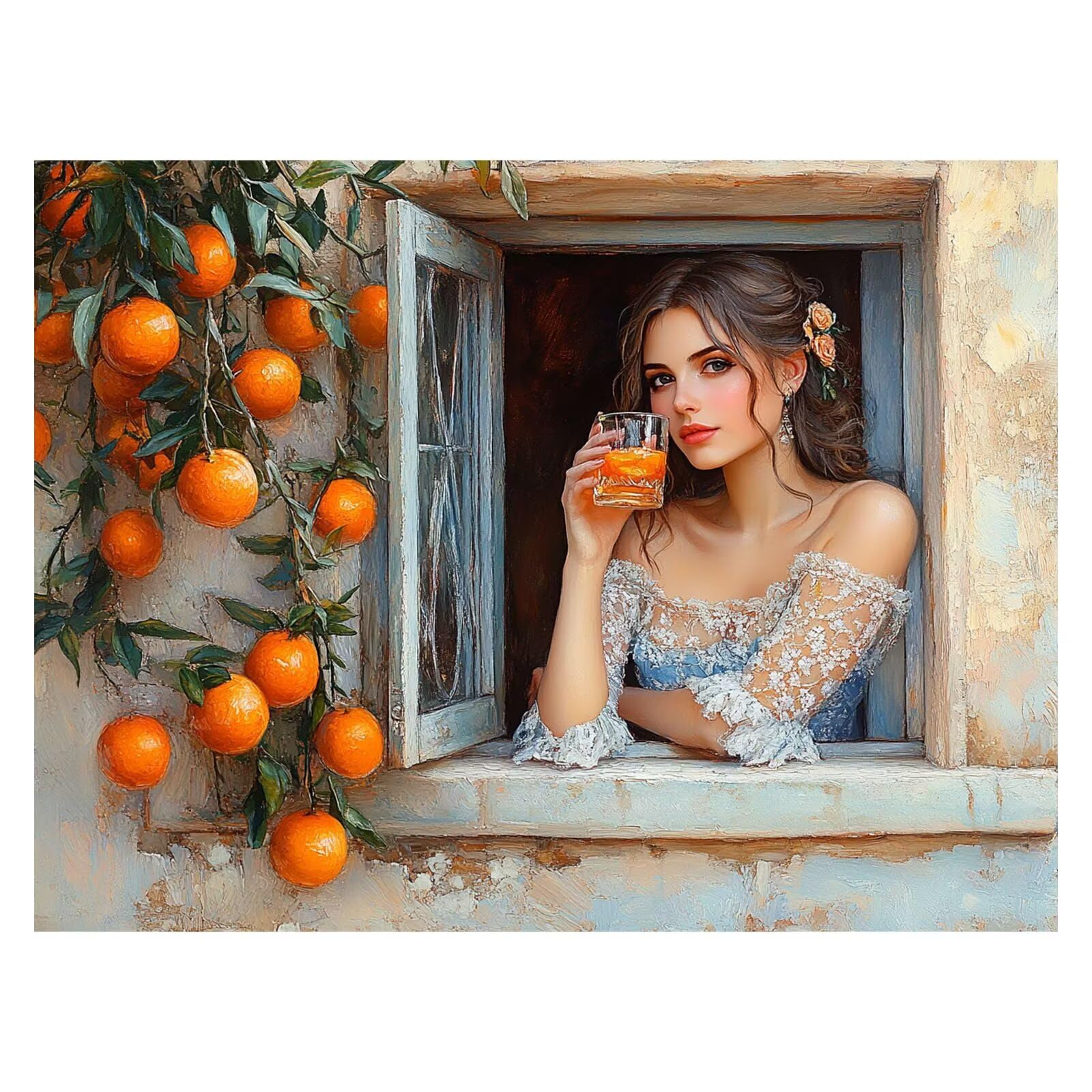 Malen Nach Zahlen Erwachsene Frau Leinwand zum Bemalen 70x95cm ZSHS-1280 | Diy Set Erwachsene mit Acrylfarben Set Pinselset Farbenfrohe Leinwand Fensterbank für Deko Wohnzimmer Geschenke für Frauen