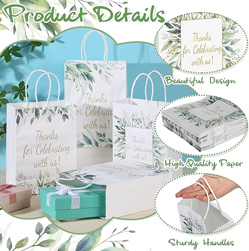 Miniatura 3 de Colarr 24 bolsas de regalo de agradecimiento a granel, 4 diseños con asas, bolsas de papel para boda, cumpleaños, regalos de fiesta de graduación,