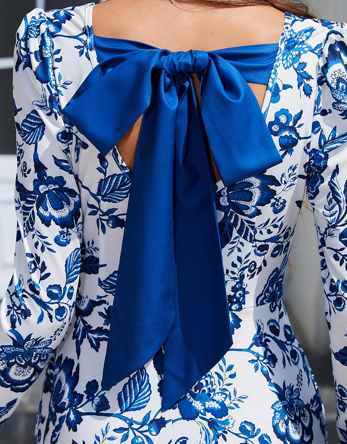 Womens Long Sleeve Dresses Casual Spring Maxi Dresses Square Neck A Line Elegant Flowy Dresses with Pockets - Image 5