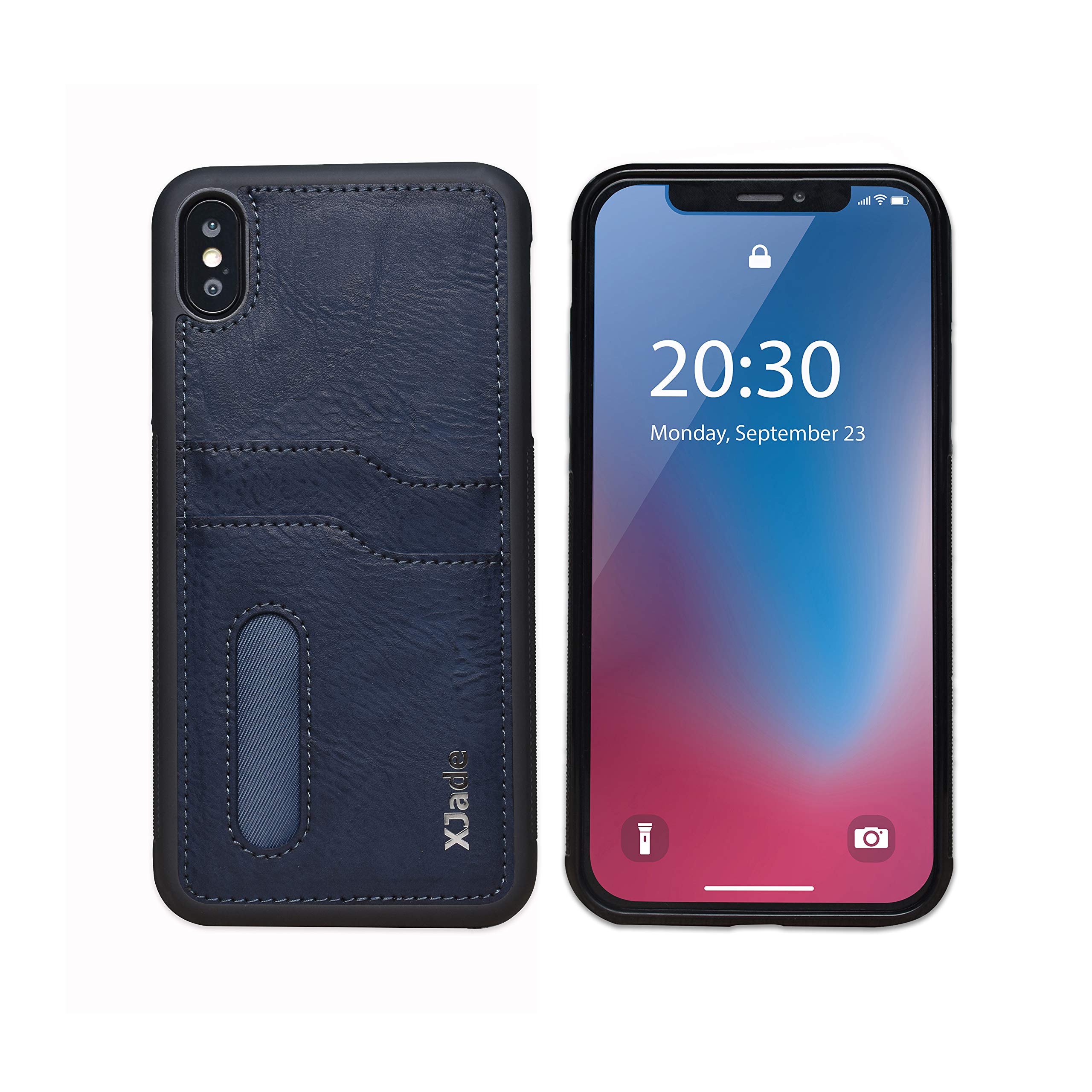 Leather Wallet Case for iPhone Xs MAX (Blue Navy)