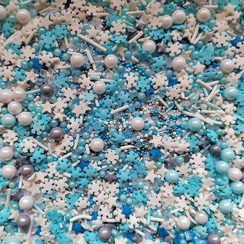 Homankit Frozen Sprinkles Candy Snowflake Pearl Sugar Cake Cupcake Toppers Cookie Helado Postre Decoraciones 3 onzas