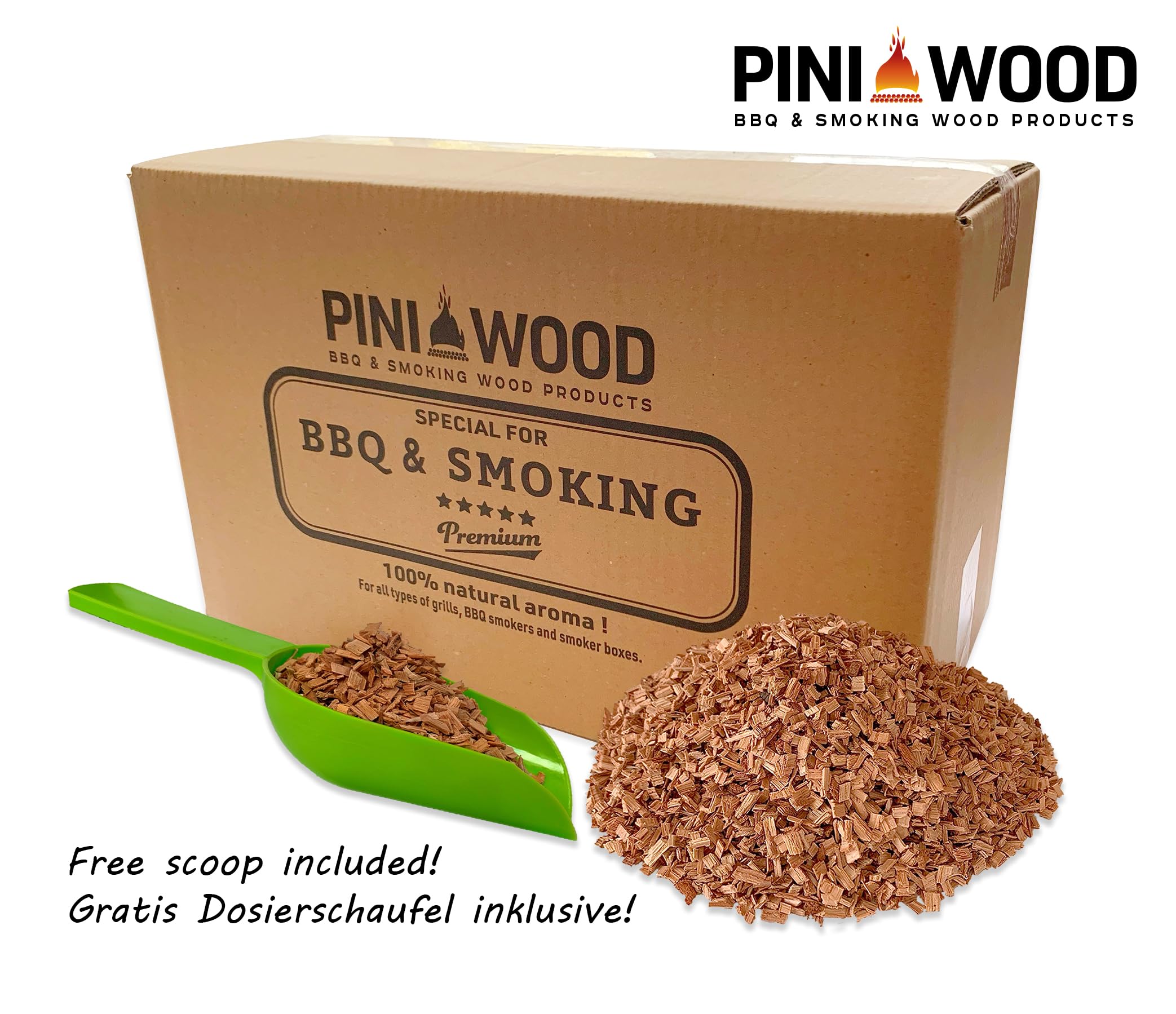 PINI Räucherchips Kirsche – 5 Kg / 18 Liter – 4-6 Mm – FSC-zertifiziert, Aus Deutschland