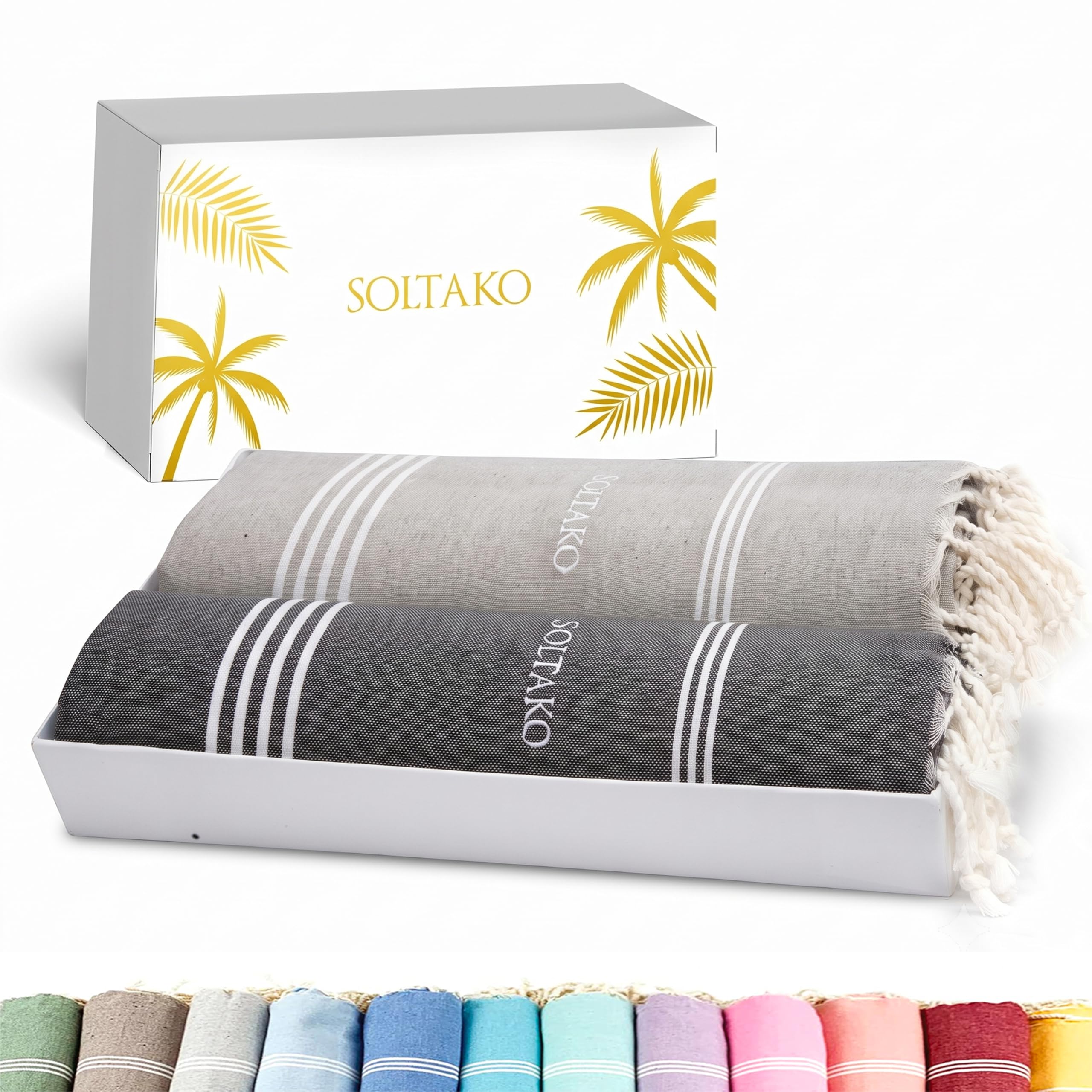 SOLTAKO Premium Hamamtuch Bali Fouta 100x200 cm Strandtuch Sauna