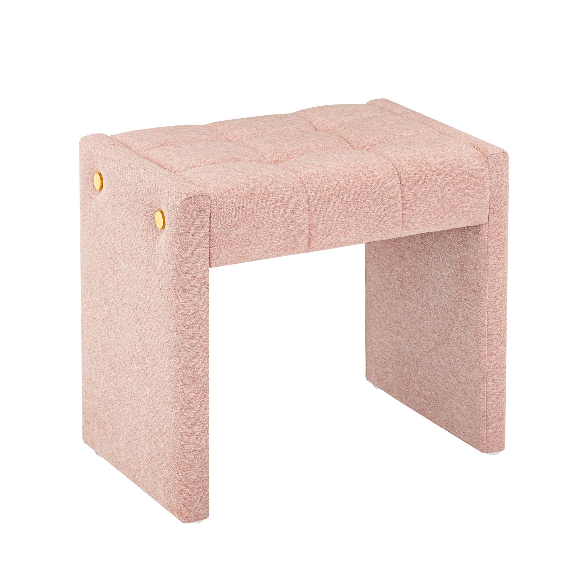 Photo 1 of LUE BONA Tufted Vanity Bench Stool - Pink Chenille Ottoman