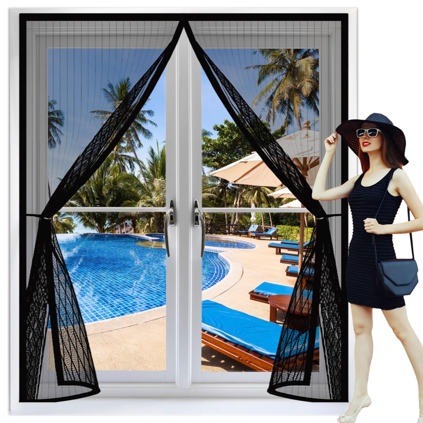 Moustiquaire fenêtre 285 x 116 cm noir en maille ultra-fine