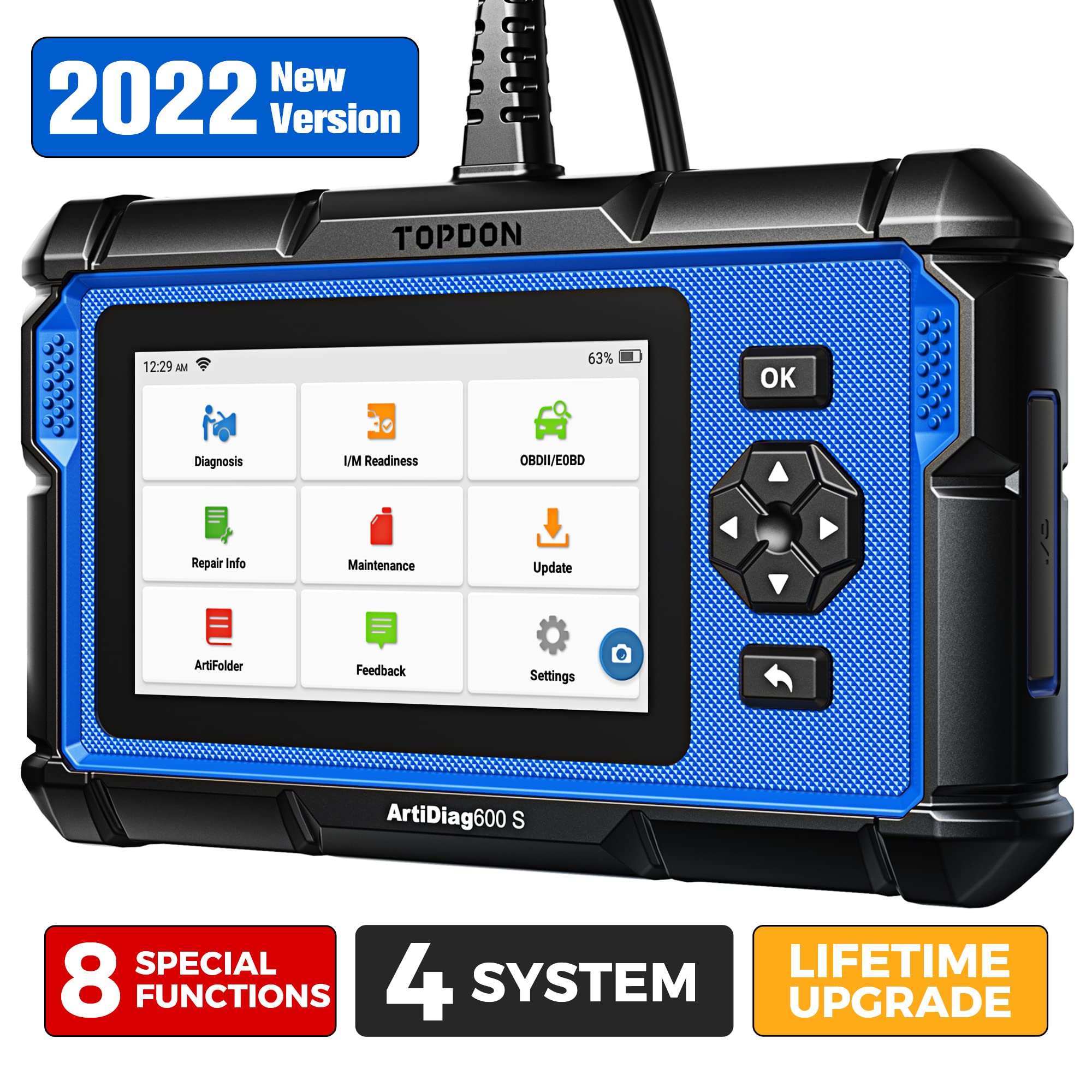 Buy TOPDON OBD2 Code Reader Scanner ArtiDiag600S, 8 Reset Service for