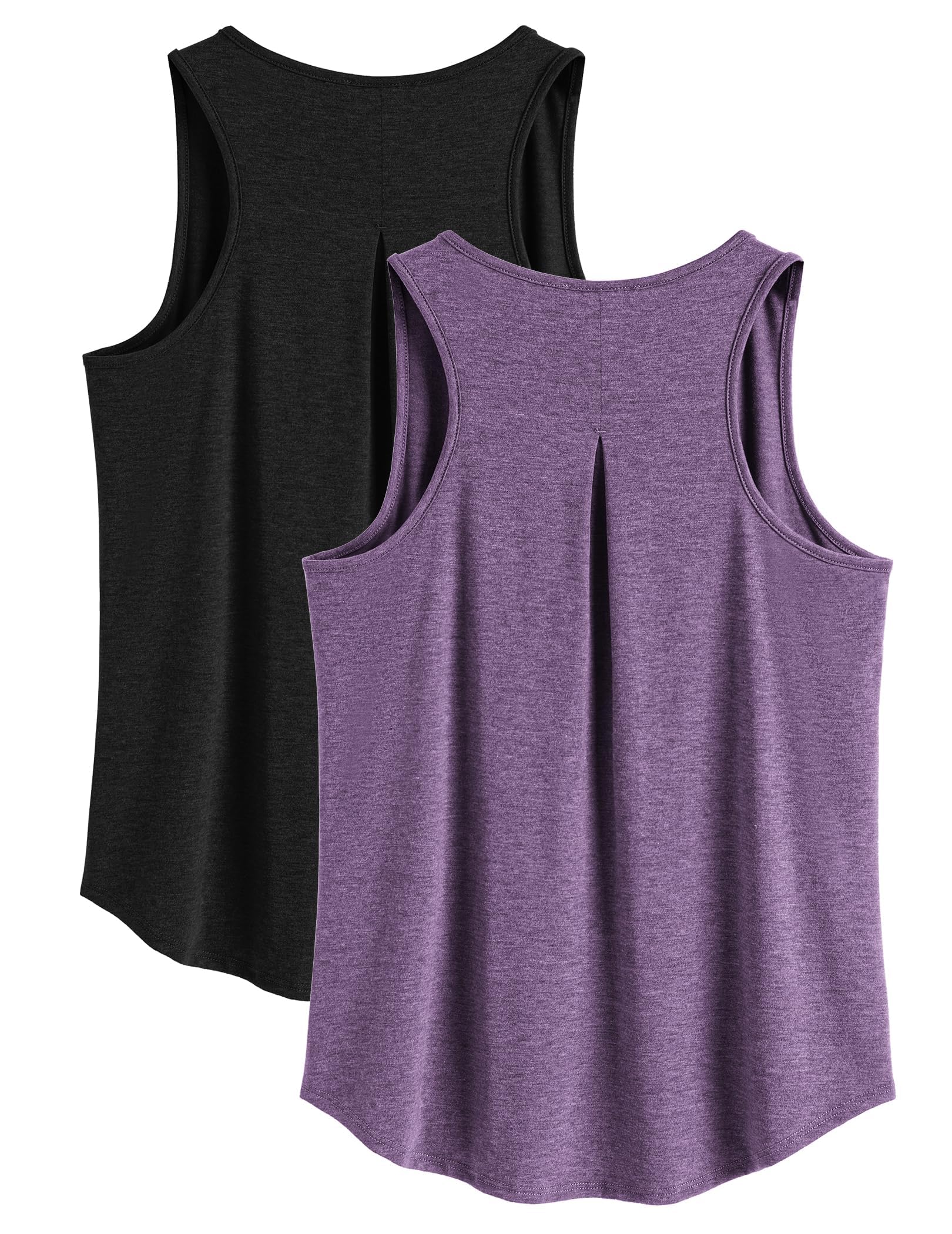 PINSPARK - Paquete de 2 Camiseta Deportiva sin Mangas para Mujer, para Yoga, Deportes, Secado rápido, sin Mangas, Espalda Cruzada, Camiseta Deportiva de Verano, Transpirable, para Correr, Gimnasio