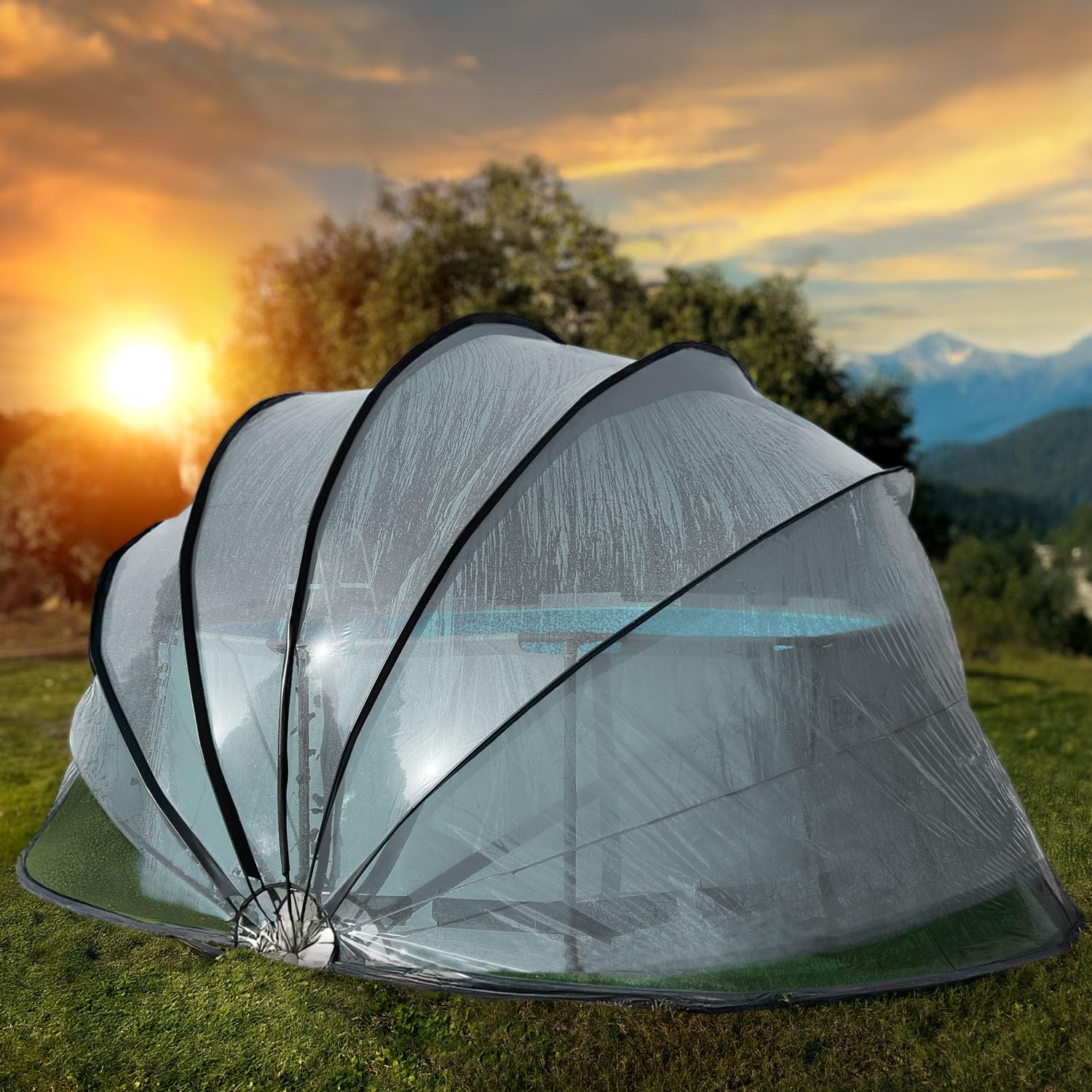 Miganeo Deluxe Cabrio Dome für Pools bis 366x132 cm | 240 cm hoch | extra Dickes Material