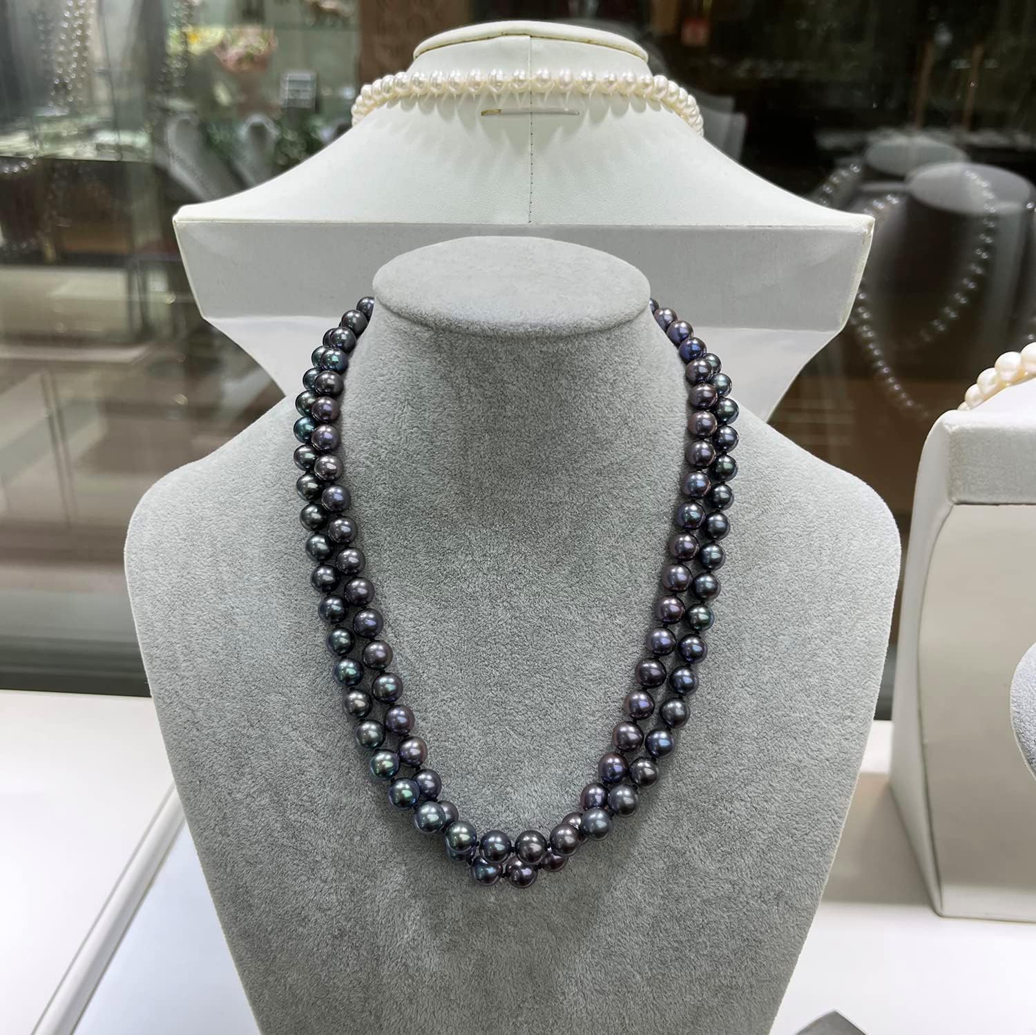 Alevel 3-11mm Freshwater Cultured Pearl Necklace, Handpicked Real Pearls, 925 Sterling Silver and 18K Gold Clasp