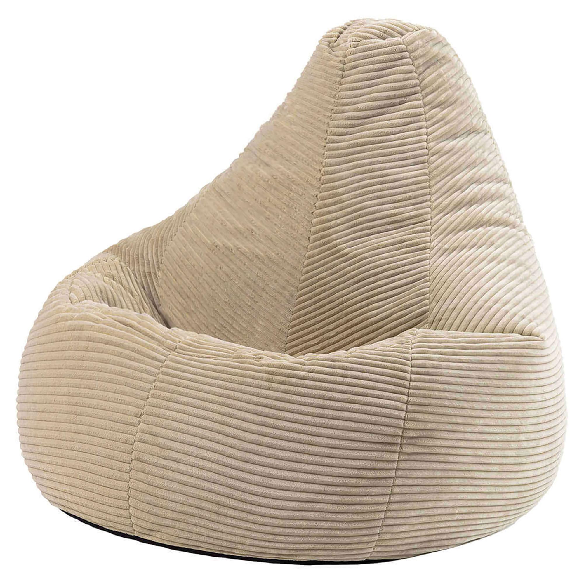 Dalton Cord Recliner Bean Bag Chair, Stone, Large Lounge Chair Gaming Bean Bags for Adult with Filling Included, Jumbo Cord Adults Beanbag, Boho Decor Living Room Furniture (ICORECJC084)