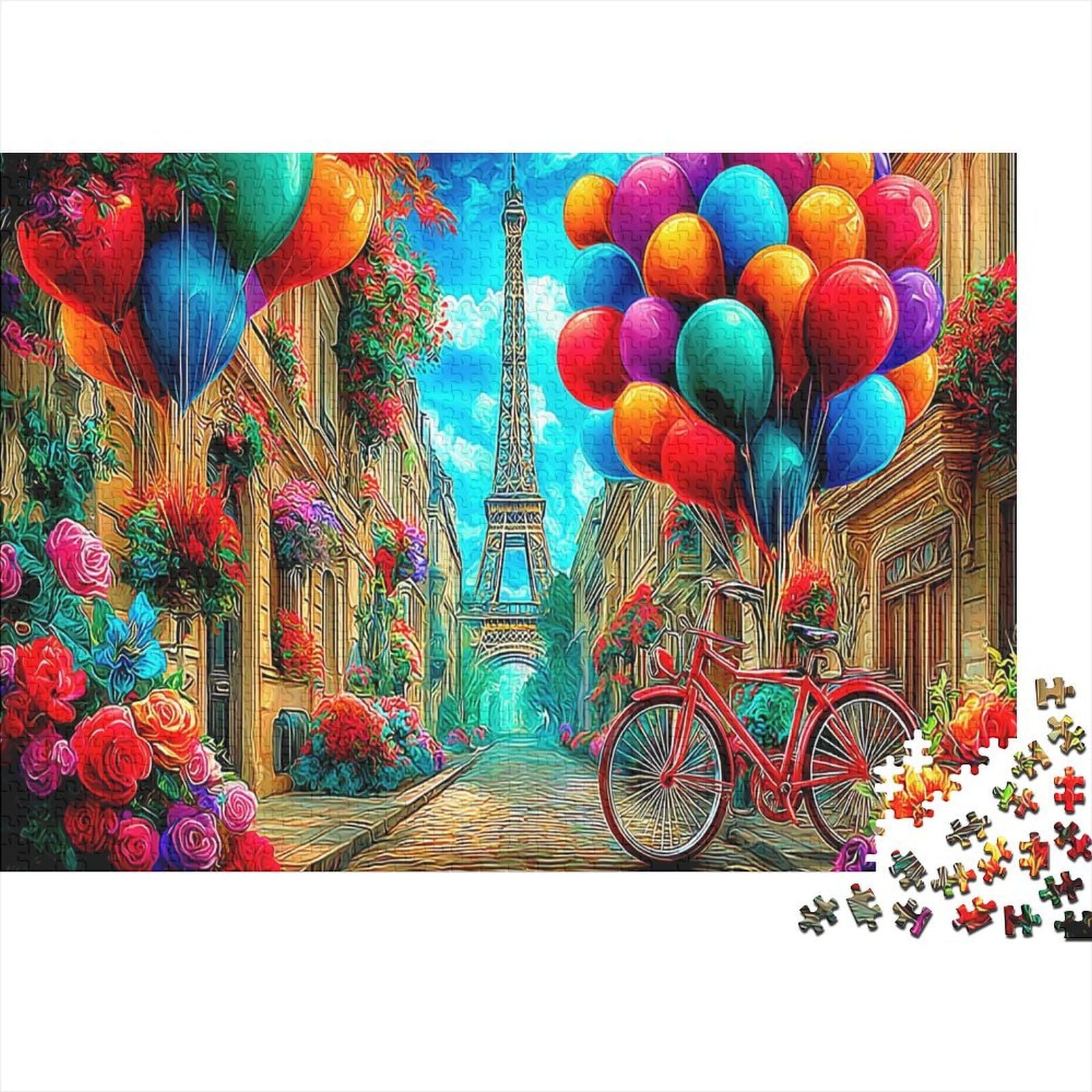Global Icons 1000Pc Jigsaw & Jigsaw Premium Paper High Difficulty Stress Relief Paris Balloons for Adults & Kids Age 14 Years Up 38x26cm/1000pcs