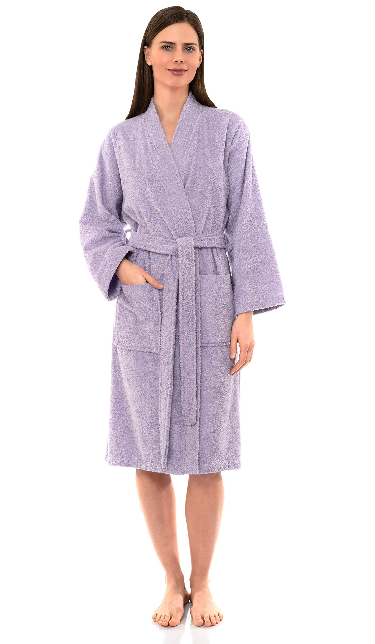 TowelSelections Womens Robe Cotton Kimono Bathrobe for Women Knee Length Terry Cloth Towel Robes for Women XS to 4X