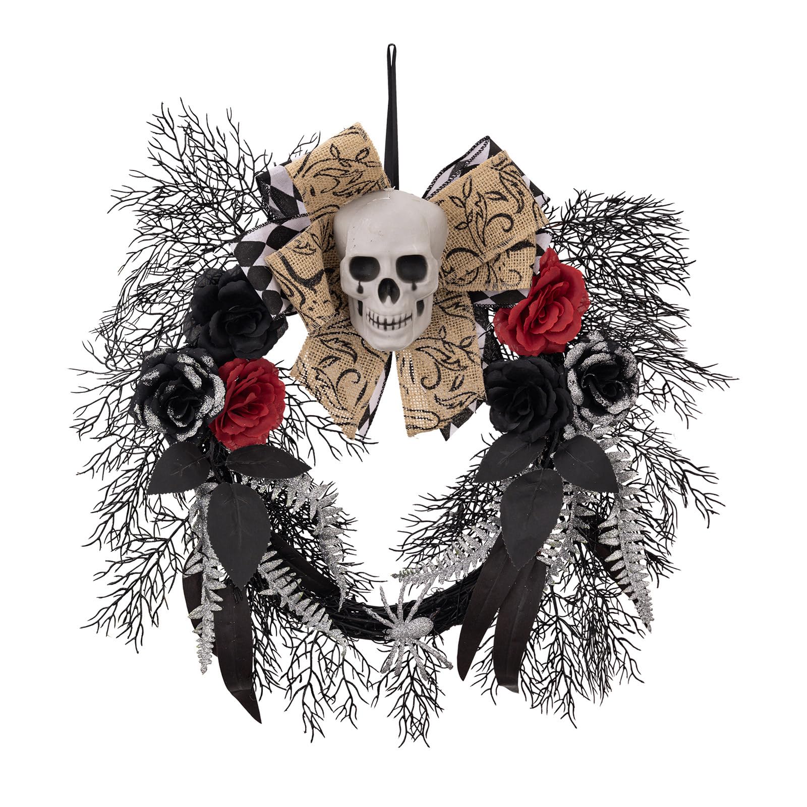Tsophreniq Skull Wreath for Halloween Festivities Scary Rose Skeleton Garlands Accessories Party Indoor Outdoor Party Decorations Halloween Celebration Skull Wreath