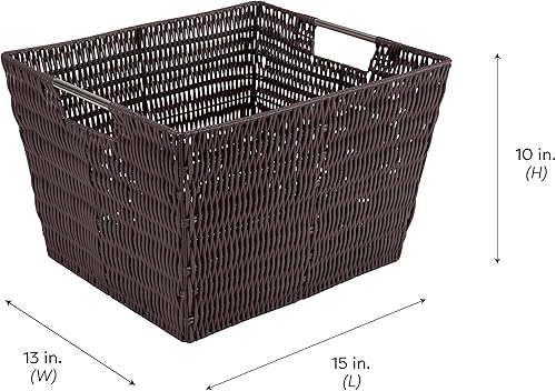 Miniatura 5 de Simplify Cesta tejida grande de 15 x 13 x 10 pulgadas para almacenamiento con asas, guardería, sala de juegos, juguetes, dormitorio, armario, ropa,
