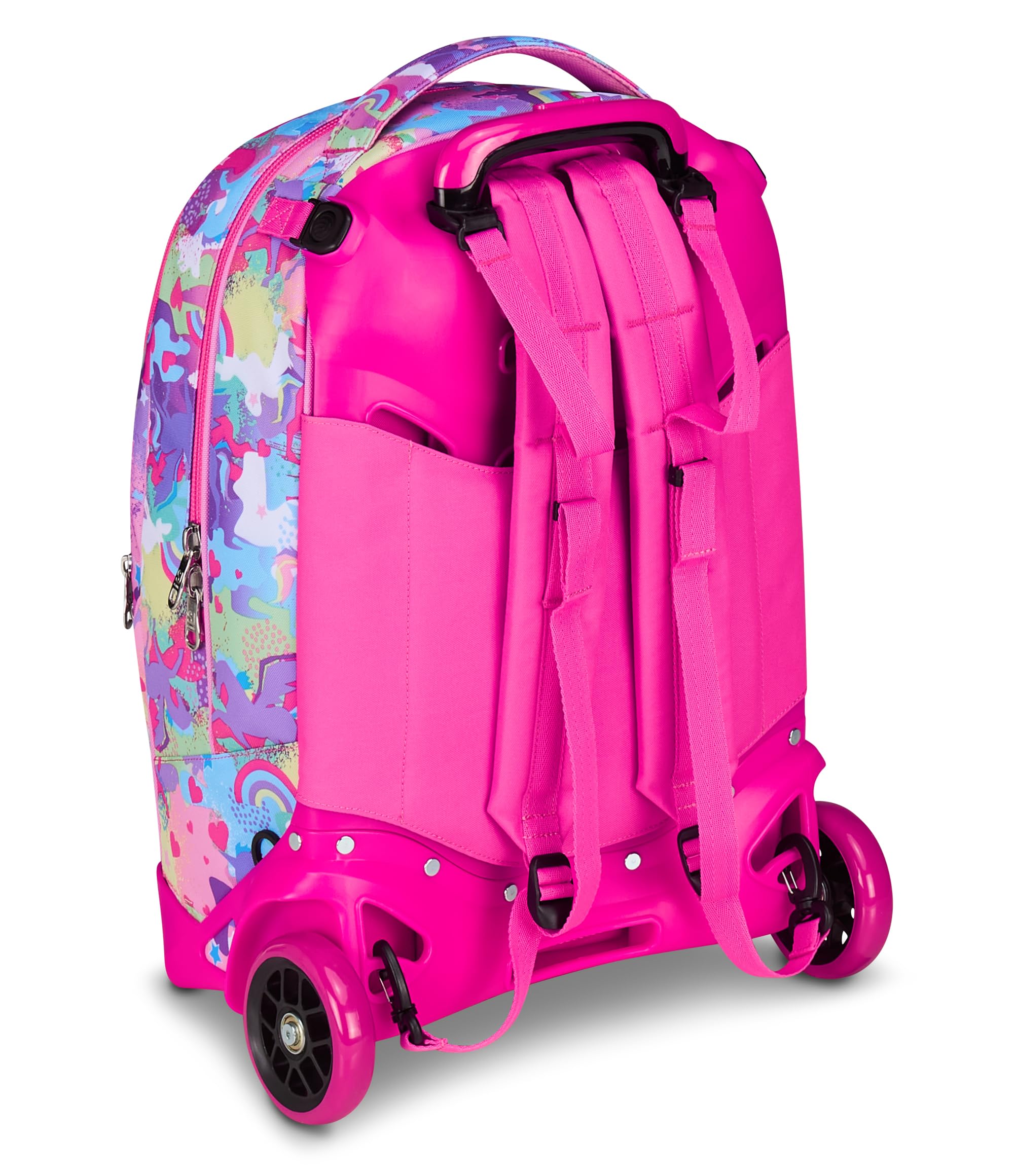 SJ GANG STYLE JAM GANG Trolley Scuola Cuccioli New Tech, Rosa, 3 in 1, Triplo Uso, Zaino con Carrello Sganciabile e Crossover System, Scuola Elementare, Bambina
