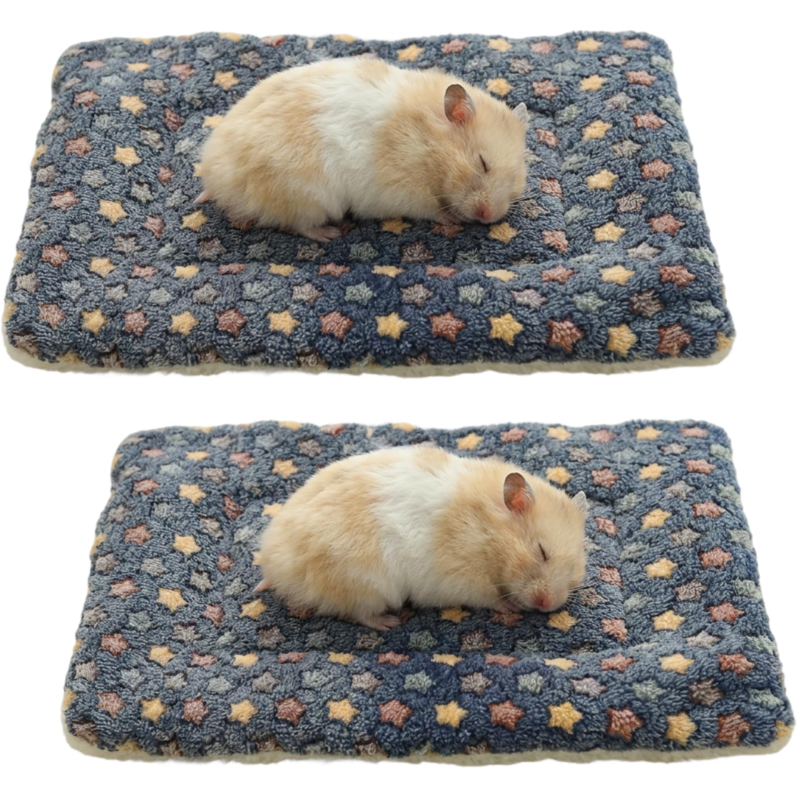IAndhy 2 Pack Guinea Pig Bed, Rabbit Bed, Guinea Pig Mats, Bunny Bed, Small Pet Bedding Set, Guinea Pig Accessories,Washable Pet Beds for Indoor Use, 32 x 25 cm (Blue Stars)