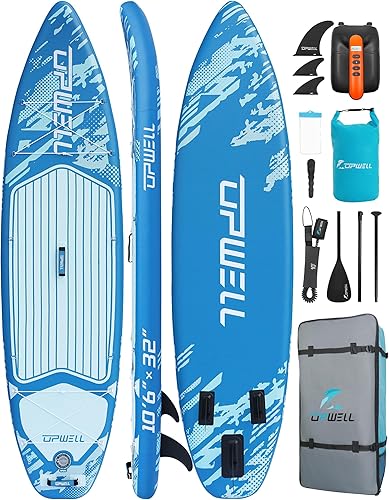 UPWELL Tabla de remo inflable de 10'6"11'11'6", tabla de remo de pie para jóvenes y adultos, diseño estable, accesorios de SUP premium, mochila,