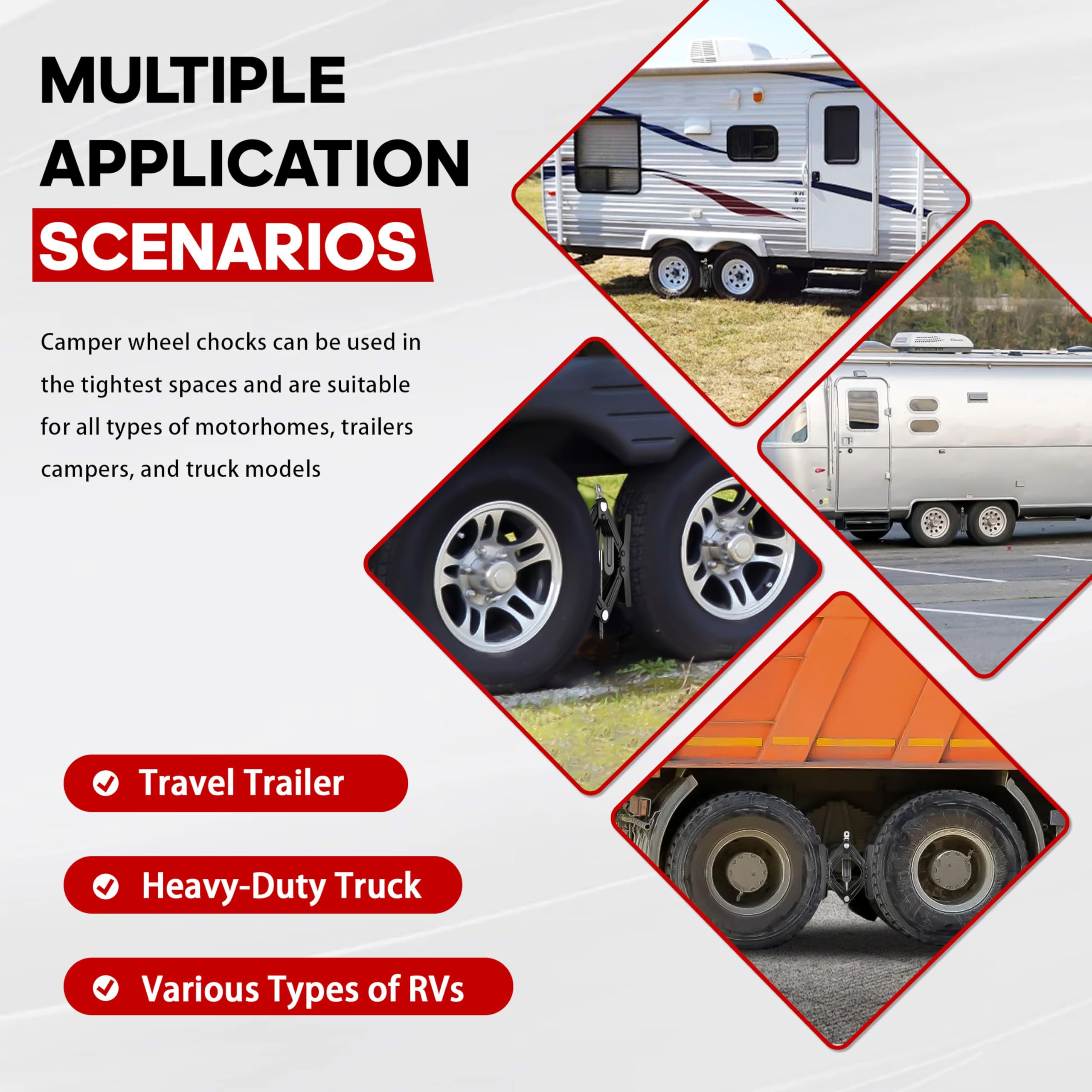 Stabilizzatore per cuneo per camper, confezione da 2 pezzi, per rimorchi da viaggio per camper, stabilizzatore per ruote, resistente e anti-spostamento, con cricchetto, presa esagonale