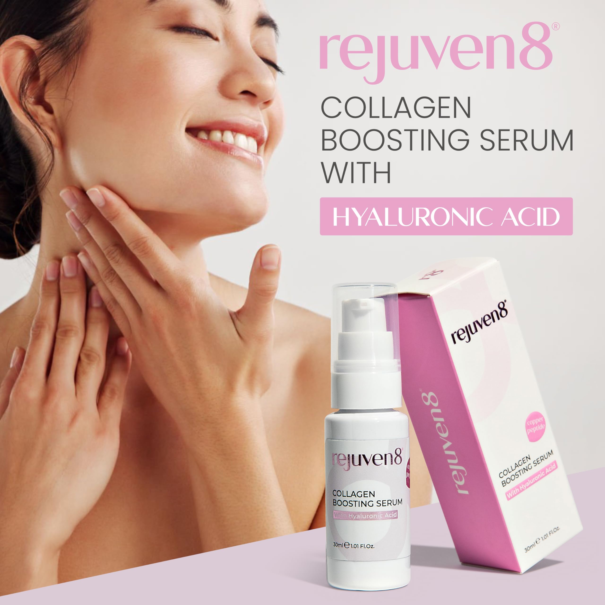 Rejuven8 Collagen Boosting Serum with Copper Peptides & Hyaluronic Acid, Anti Ageing Face Serum for Women, Vegan Skincare - Image 2