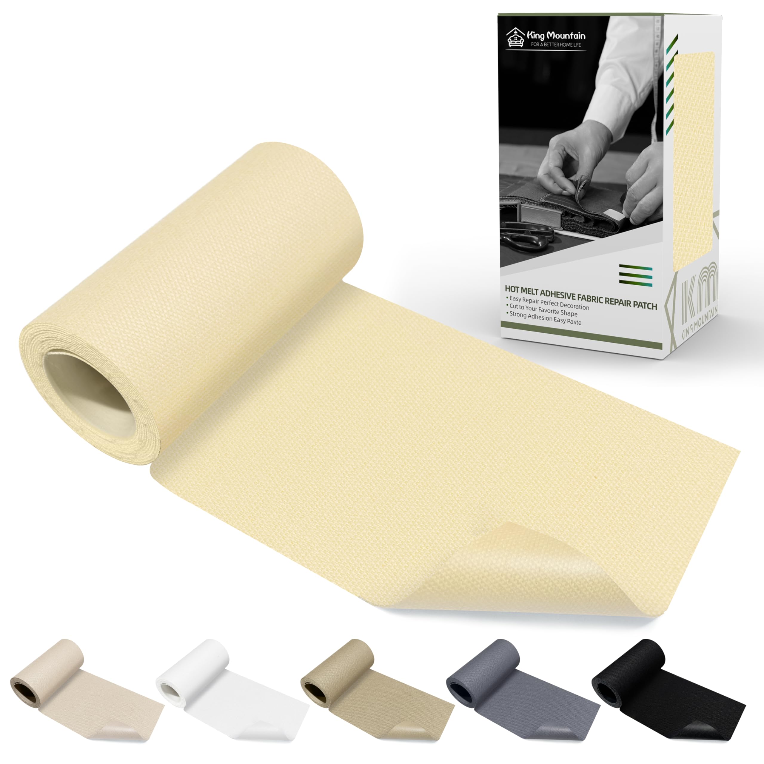 KING MOUNTAIN Canvas Iron on Patch,3"×60",Waterproof 100% Cotton Fabric Repair Patch,Used for Various Sofa,Tent,Clothes,Seats,Suitcases ( Beige 3.0)
