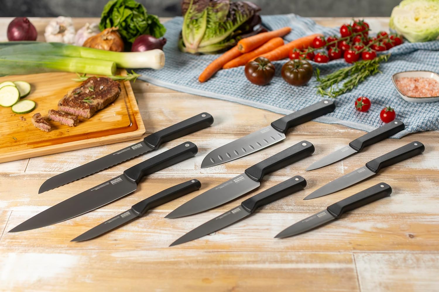 KUHN RIKON ICED Knife Block, Modern Knife Storage, Bamboo and Clear Panels, Removable Top Insert, Space Saving Countertop Knife Block