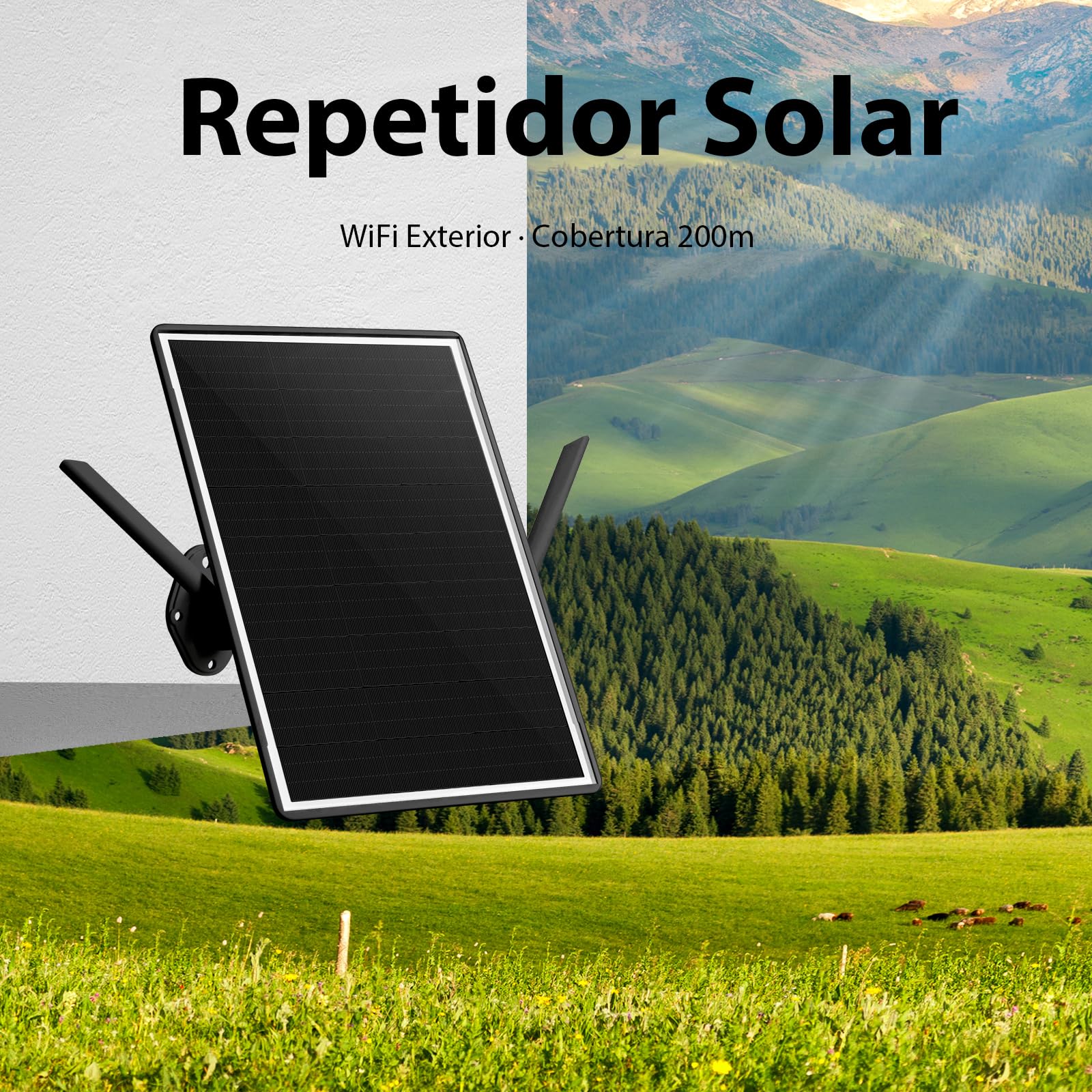 Repetidor WiFi Solar, Amplificador de Señal de Internet de 2,4 GHz para Exteriores, Repetidor WiFi de 300Mbps, Batería de 26000mAh, Clasificación de Resistencia al Agua IP66