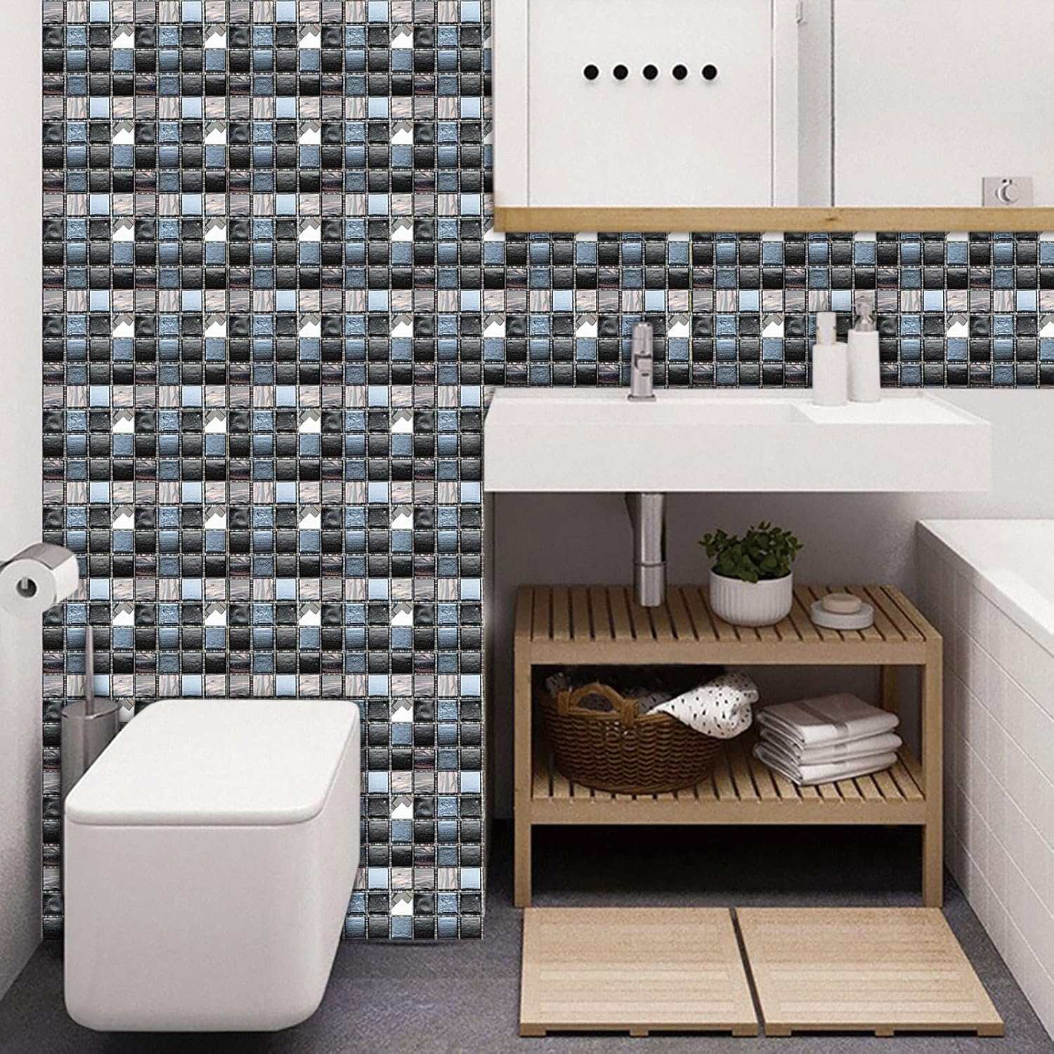 Vinilos Pared Cocina Jaspeado Gris Vinilo Adhesivo Cenefas Adhesivas Baño Cocina Azulejos Decorativos Adhesivos Ba?o DIY Mueble20P,20cm X 20cm