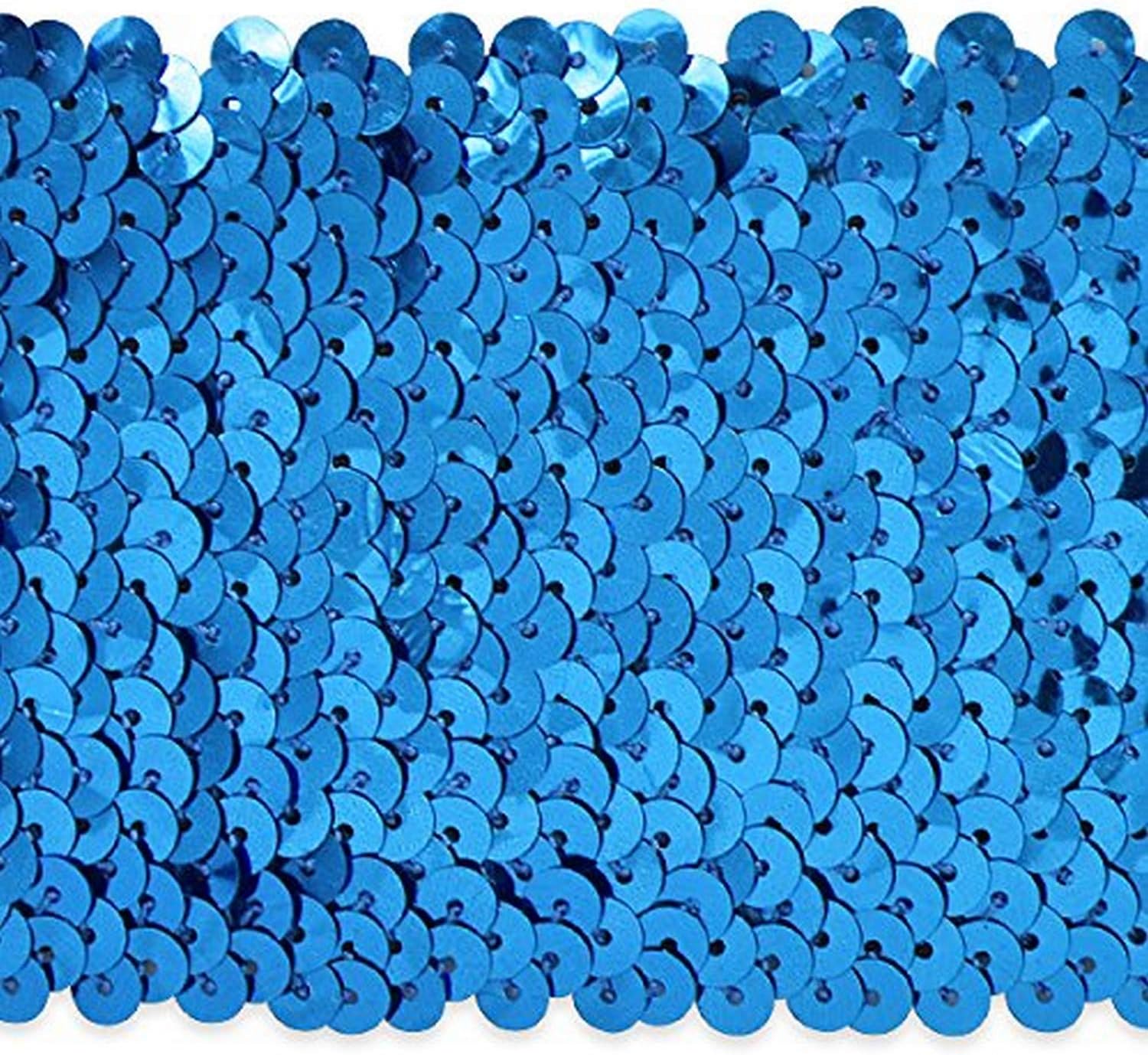 Trims by the Yard 8-Row Sequin Stretch Trim, 2 3/4-Inch Versatile Sequins for Crafts, Durable Sequin Trim for Costumes, Fashion, and Home Decor, 10-Yard Cut, Royal Blue