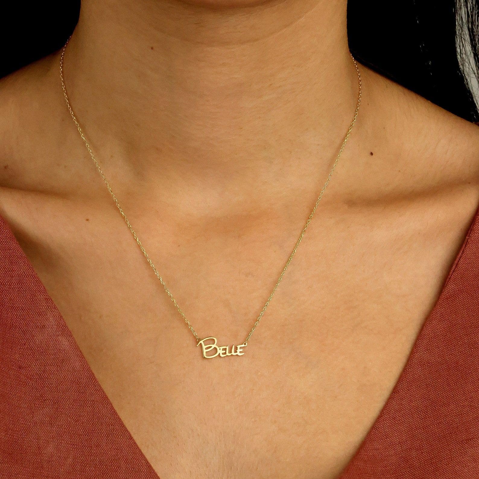 Fiabesco scritta collana con nome, personalizzato viaggio gioiello per bambini, Natale