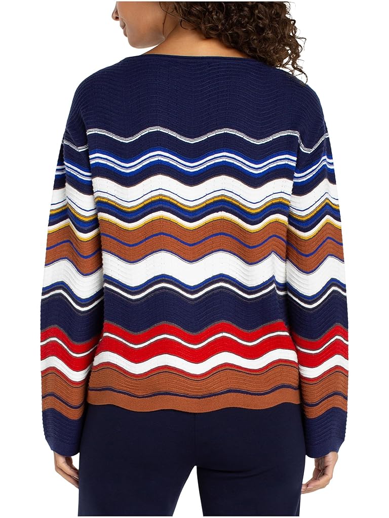 Multi Liverpool Los Angeles Long Sleeve Boat Neck Scallop Hem Sweater