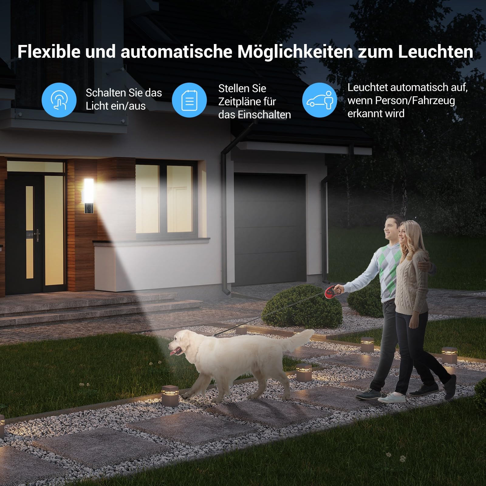 EZVIZ 2K WLAN Floodlight, Überwachungskamera Außen, Smart Flutlicht mit Integrierter Beleuchtung, Personen-/Fahrzeugerkennung, Farbnachtsicht, einstellbare Heilligkeit, EL3