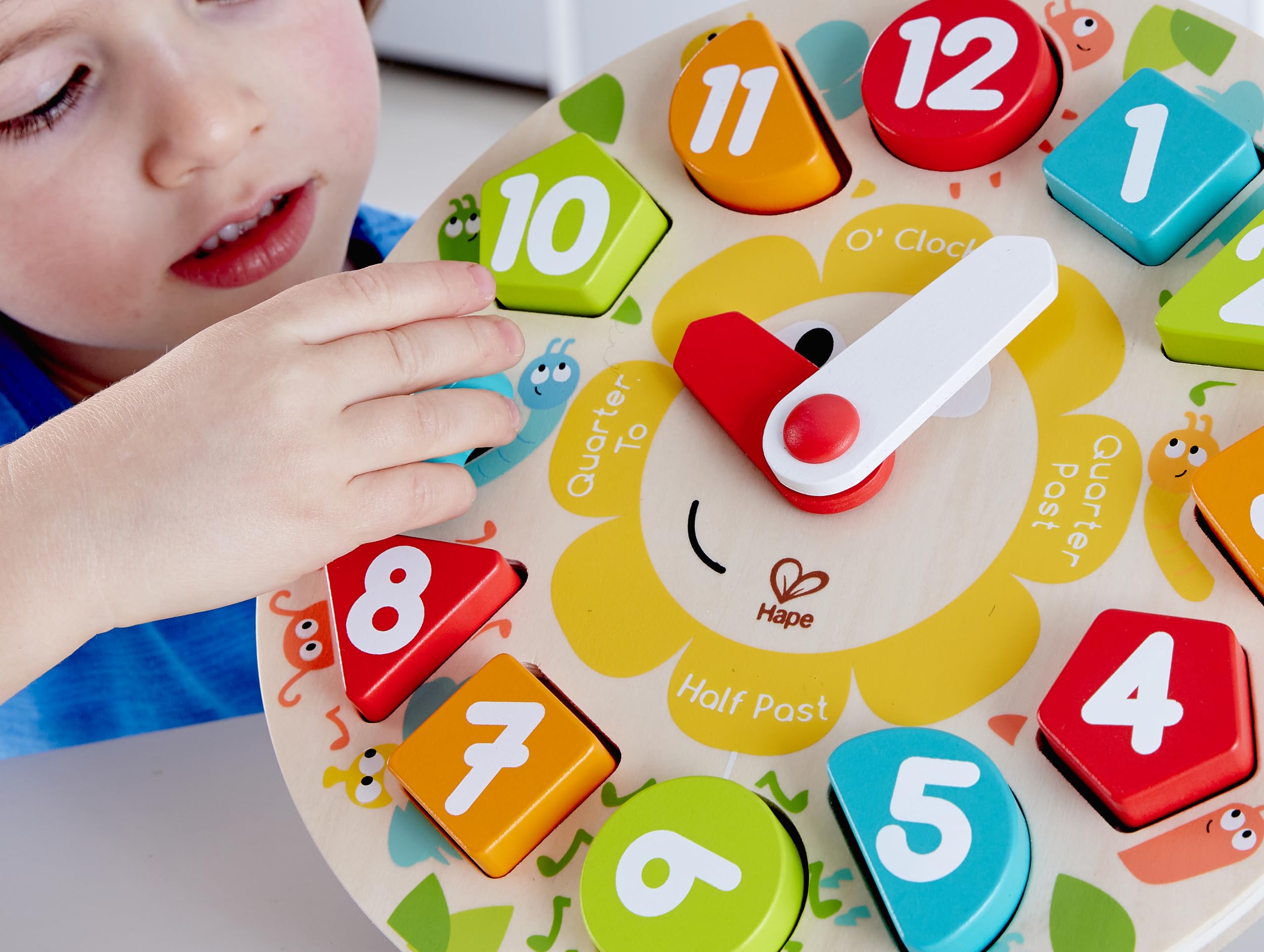 Hape Puzzle Orologio Incastro in Legno - Impara a Leggere l’Ora con Forme e Colori, Gioco Educativo per Bambini
