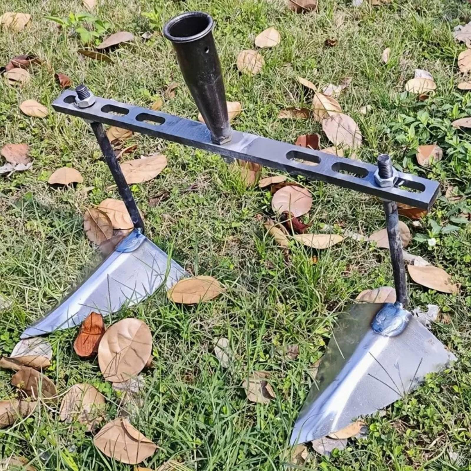 Hacke Landwirtschaft Kultivator Erdlockerer Furchenwerkzeug aus Manganstahl Manuelle Handhacke mit Verstellbarer Querleiste für Saatreihen Gemüsekulturen Kleingarten, 50CM 2 Heads
