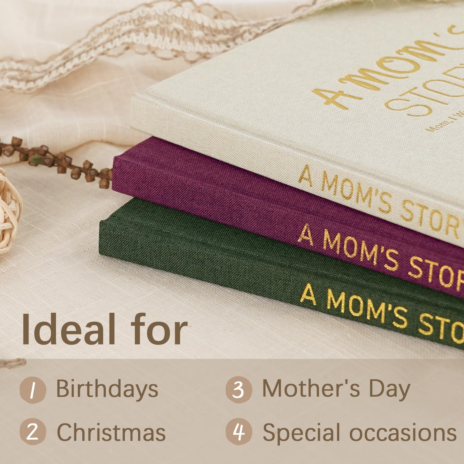 Artmag Mom's Life Story Journal Family Keepsake Book Linen Hardcover for Mom to Share Her Memories, with 250+ Prompt Questions Book Gift for Birthday Mother's Day Christmas (Purple) - Image 4