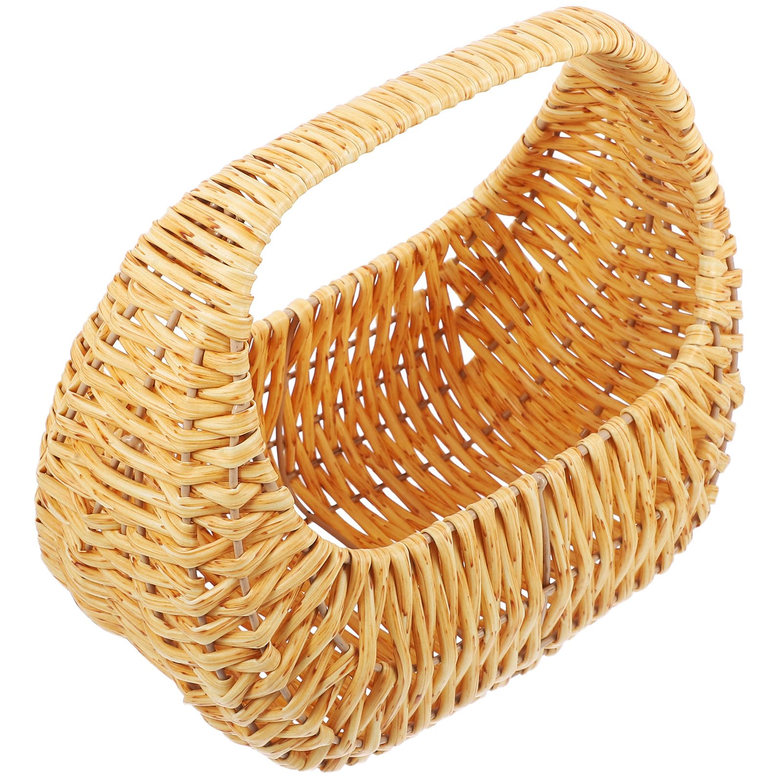 Cesta de Flores Tejida a Mano Vintage de Pp y Hierro, Beige